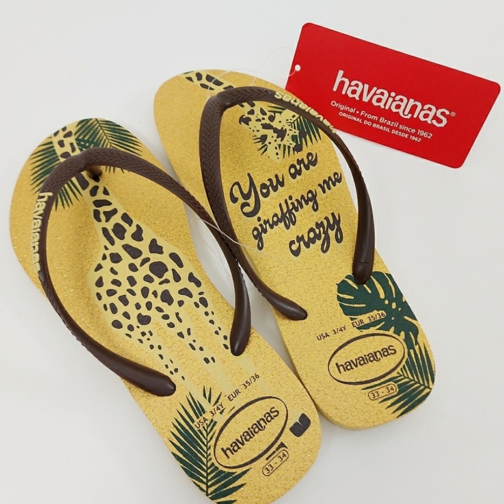 NWT Youth Havaianas Slim Glitter Flip-flops